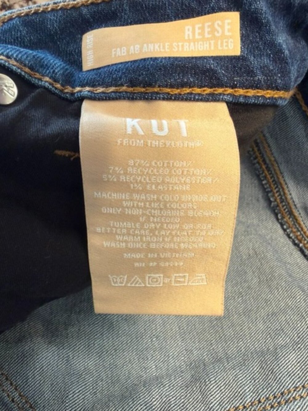 KUT from the Kloth Reese Fab Ab Ankle Straight Leg High Rise Blue Sz 10 Classic - Picture 5 of 8
